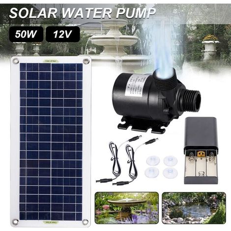 Pompe solaire submersible sans balais 50W 800L/H, ultra silencieuse, moteur brushless pour fontaine extérieure, bassin ou décoration de jardin, écologique et autonome. (1/5)