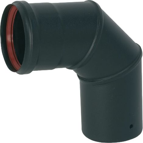 TEN – Coude émail 90° noir mat Ø80 – Raccord fumisterie – Emboîtement 6 cm – Joint inclus