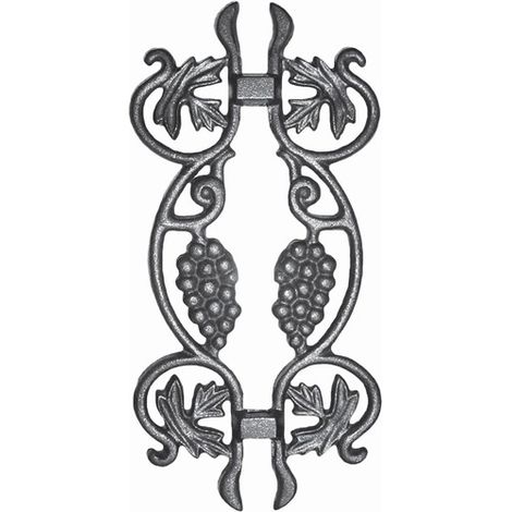 Deco Fer Forge – Panneau en fonte double face décor vigne 390mm x 200mm – À souder sur tige d'acier – Brute à peindre pour extérieur et intérieur