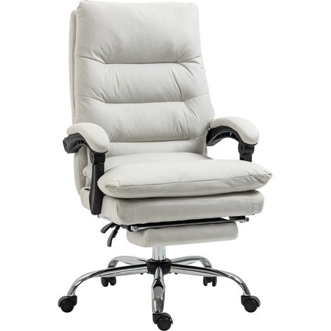 Chaise de bureau massante inclinable 135°, avec repose-pieds, dossier haut et hauteur réglable, tissu respirant, télécommande, confort 120 kg - CHICFURN (1/5)