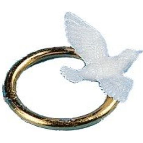 RAYHER - 12 PEZZI - ANELLO IN PLASTICA ORO CON COLOMBA - 2CM