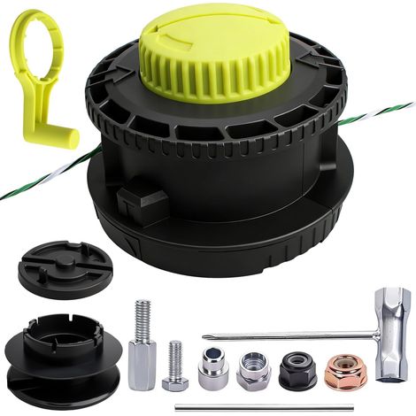 Cabezal de repuesto para desbrozadora, apto para desbrozadoras Ryobi de eje recto - compatible con los modelos RY15526, RY15527, RY15529 y RY15526VNM - piezas para desbrozadoras (1/5)
