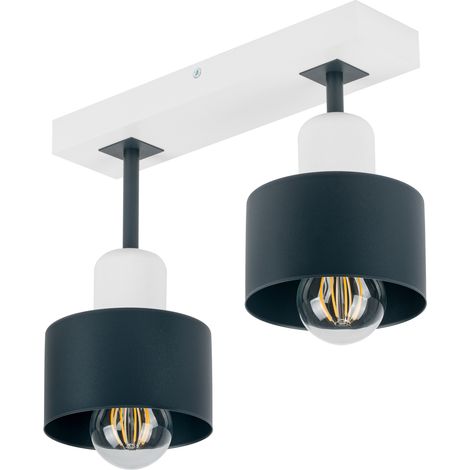 Lámpara de techo blanca de madera y metal de estilo escandinavo, 2xE27, iluminación LED moderna para salón, cocina, dormitorio, habitación infantil, loft. (1/5)
