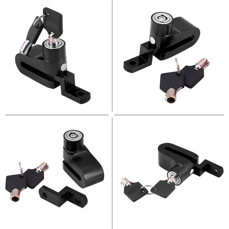 Schwarzes Scheibenbremsschloss für Motorräder und Roller mit Montagehalterung (1/5)