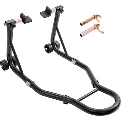 Hinterrad-Motorradständer, U- und L-Gabel mit Federn, 390 kg Tragkraft, Schwerlast-Motorradheber, Schwarz, Kompatibel mit Suzuki, Yamaha, Honda und Kawasaki (1/5)