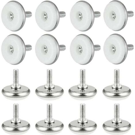 M6x15 x 30mm,Blanc,16 PCS Pied Vérin Réglable Pied de Nivellement en Plastique et Métal avec Écrou Pieds Réglables Vis de Réglage Meuble pour Table Meuble Bureau Placard Chaise (1/4)