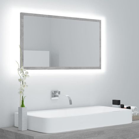 Miroir à LED de bain-Miroir avec LED salle de bain Gris béton 80x8,5x37 cm Acrylique 456314 (1/5)