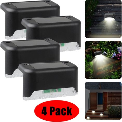 Lampe Solaire - Étanche IP65 - Pour Marches Terrasses Allées Jardins Escaliers Clôtures - Lot de 4 (1/5)