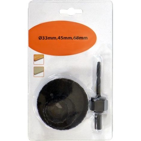 CENTRALE BRICO Lot de 3 scies cloches bois, Diam.33, 45 et 68 mm