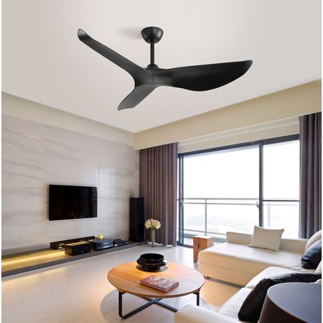 Ventilatore da soffitto 132 cm in ABS nero senza luce reversibile – MEUBLIV (1/5)