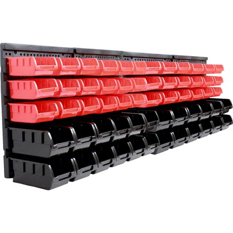 2er Set Stapelboxen mit Wandregal rot 32 tlg, Kleinteilemagazin (1/5)
