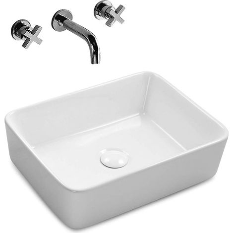 Aufsatz Keramik Waschbecken Soho Brillant Weiß 48 cm (1/5)