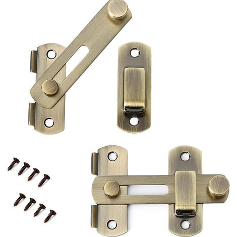 Loquet Coulissant, Loquet de Porte En Acier Inoxydable, Boulon de Verrouillage de Boucle avec Vis, Portes, Placard, Fenêtres, Portes de Jardin (1/5)