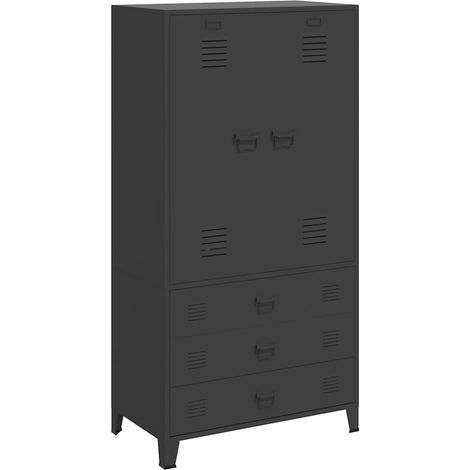 Maison Exclusive - Industrial Kleiderschrank Schwarz 90x50x180 cm (1/5)