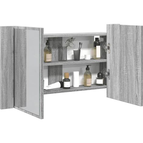 LED-Spiegelschrank Grau Sonoma 80x12x45 cm Acryl