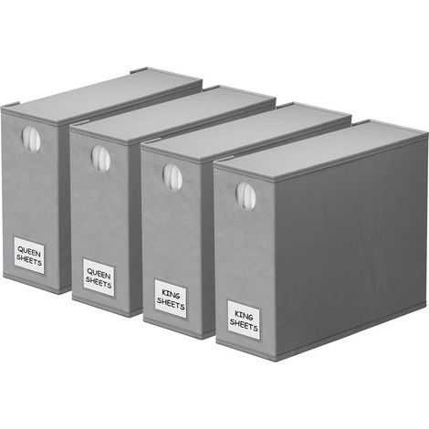 Set mit 4 faltbaren Laken-Organizern mit Sichtfenster, grau