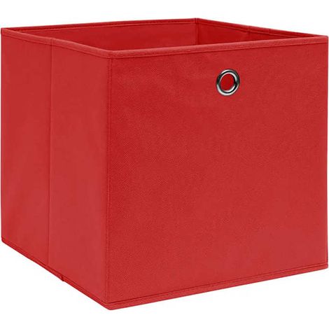 vidaXL Contenitori 4 pz in Tessuto non Tessuto 28x28x28 cm Rosso