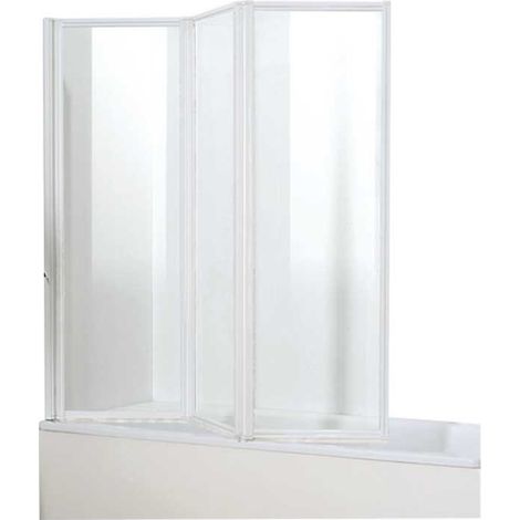 PARETE VASCA 'GIGLIO' CRISTALLO Sp.3 mm PROFILO BIANCO 3 ante 134 H.140 Ch. 1 lato