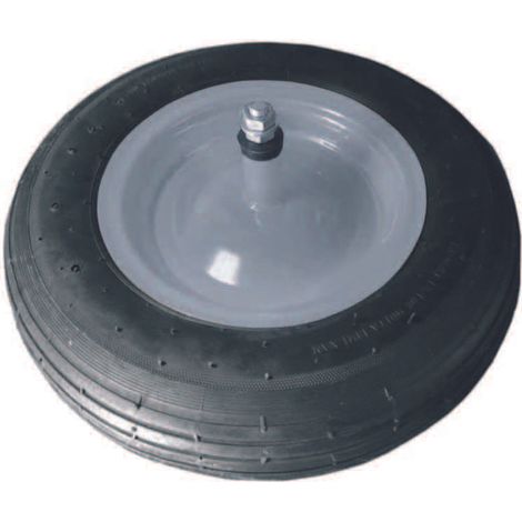 RUOTA GOMMA PIENA PER CARRIOLA PERNO MM.12X210 , interasse mm.150 - 8 FER 200387 (1/3)
