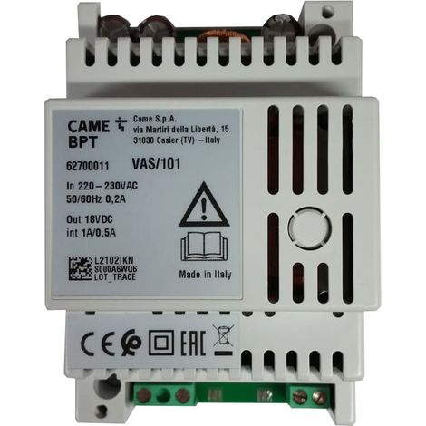 VAS/101 - Tranformateur modulaire 230/18VCC - 1A CAME 62700011