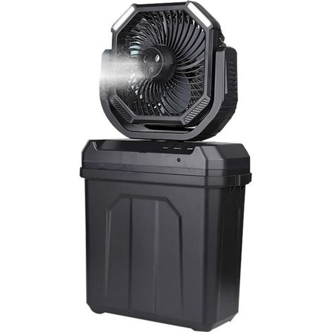 Ventilateur brumisateur portable rechargeable pour extérieur, pulvérisateur d'air froid pour camping, seau de 6 L, 3 buses, noir (1/5)
