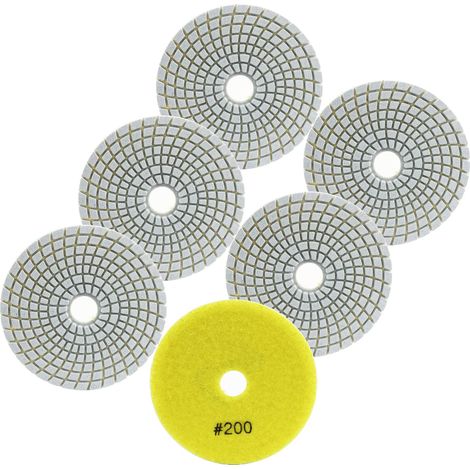 Disque Diamant de Polissage - 6 pièces 100mm 200 Tampon Polissage Diamant pour Granit Marbre Pierre Artificielle Quartz pour Meuleuse d'angle (1/5)