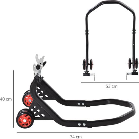 Support de levage arrière universel réglable pour motos sportives (capacité max. 200 kg, noir) (1/5)