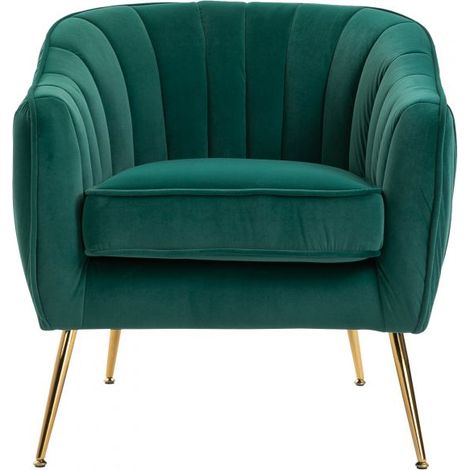 EASYCOMFORT Poltrona da Salotto Imbottita con Braccioli e Schienale, Design Moderno, Gambe in Metallo (71x72x73 cm) Verde