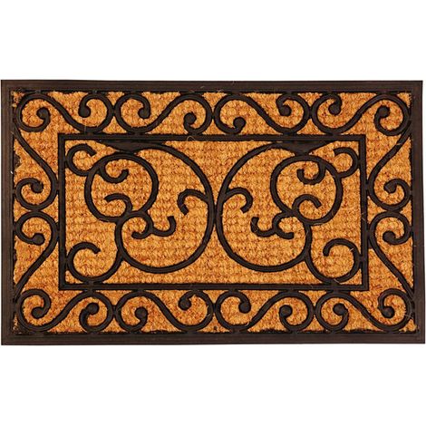 Esschert Design – Paillasson noir et marron 59,5 x 39,5 cm – Caoutchouc et fibre de coco, style victorien (1/2)