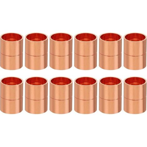 CCYKXA12pcs Manchons à Souder en Cuivre, 16mm Raccords de Couplage Tuyau, Raccord de Tuyauterie Droit pour Raccordements Plomberie HVAC Épaisseur 1mm (1/5)