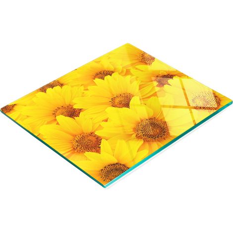 Tabla de cocina decorativa multifuncional con superficie templada y diseño de girasoles, 60x52 cm. (1/5)