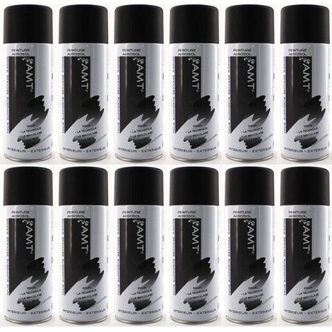 Lot de 12 bombes de peinture - Noir - Mat - 330ml - Amt