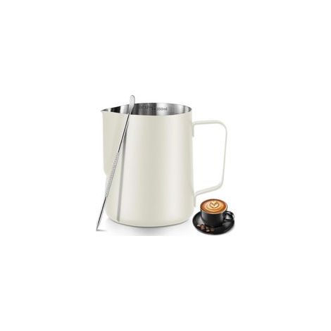 Pot à lait pour latte art, tasse à mousser en acier inoxydable, blanc cassé (1/5)