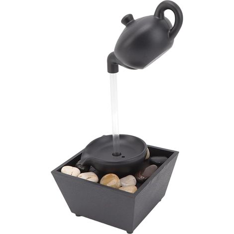 Théière Flottante, Fontaine d'eau de Bureau, avec Lumières LED, Pierres, Alimentation par Batterie USB, Ornement de Fontaine de Table, pour Décoration Intérieure de Table (1/5)