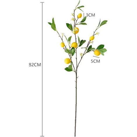 Composition florale fraîche naturelle, restaurant, hôtels, décoration intérieure, plantes vertes, fruits citron, branche de citron, fleur artificielle 7 têtes (1/5)