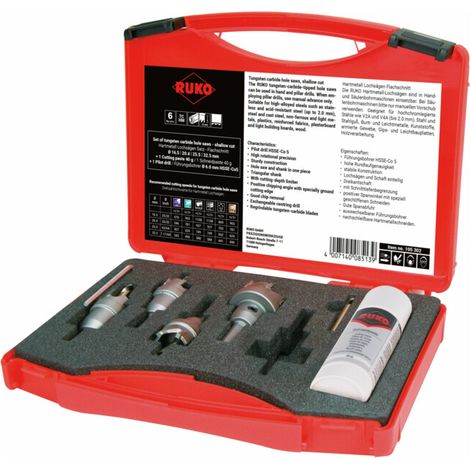RUKO Coffret de scies cloches carbure coupe plate dans un étui en plastique - 105302 (1/5)