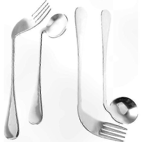 Ergonomisches Besteckset – Löffel und Gabel, speziell für Senioren angepasst, mit rutschfesten Griffen (1/4)