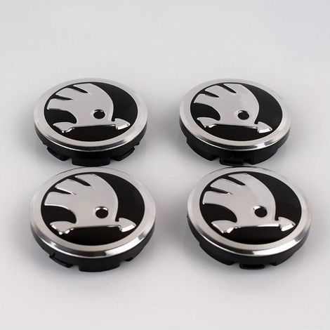 SK05 - Enjoliveurs 60 mm, lot de 4, Skoda argenté, taille unique