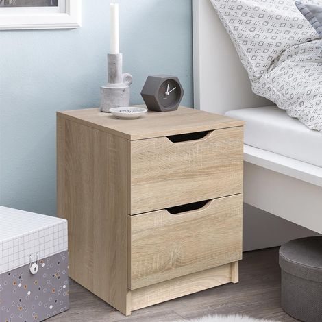 Comodino Mobiletto Cassettiera 2 Cassetti Design Moderno in legno MDF Rovere (1/5)