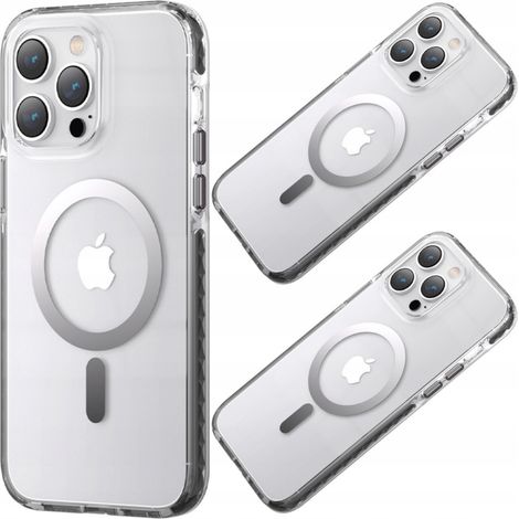 Funda magnética Kingxbar PQY Ice Crystal Series para iPhone 14 Plus MagSafe gris (1/5)