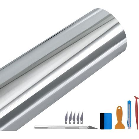 Chrom-Spiegel Vinylfolie blasenfrei 30x300cm Silber für Auto DIY (1/5)