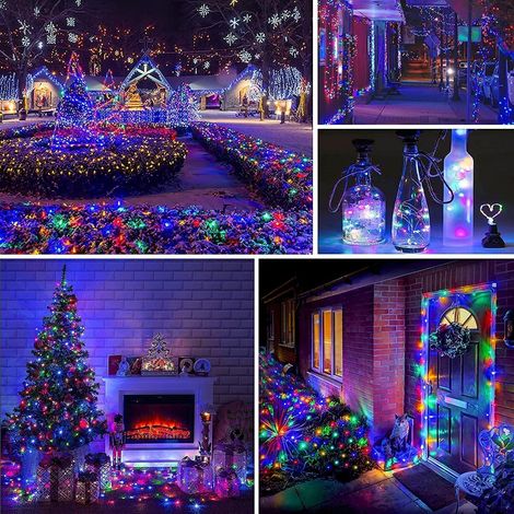 Guirlande lumineuse solaire extérieure de 7 m avec 50 LED multicolores, 8 modes d'éclairage, étanche, en fil de cuivre, idéale pour la maison, le jardin, la terrasse, le patio, les fêtes et les mariag (1/5)