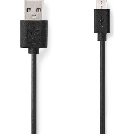 Cable USB USB 2.0 USB-A macho USB Micro B macho 7,5 W 480Mbps Niquelado 1,00m Redondo PVC Negro Etiqueta
