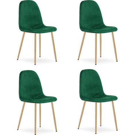 Chaise - leobert - padva - velours vertpieds chene - 445 x 53 x 87 cm - lot de 4 211770271 (1/5)