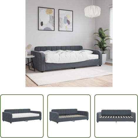 vidaXL Sofá cama con colchón terciopelo gris oscuro 100x200 cm (1/5)