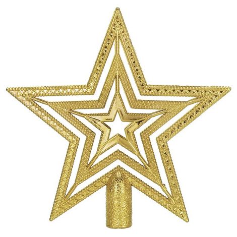 Punta per l'albero di Natale da 14,5cm stella traforata dorata. (1/5)