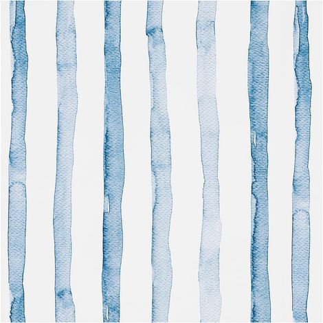 Bleu Effet de Larges Rayures Papier Peint Autocollant Blanc Peel and Stick Papier de Contact Plastique à dos Collant Film Vinyle Autocollant Mural Rouleaux pour Cuisine Lavable 44.5x500cm (1/5)