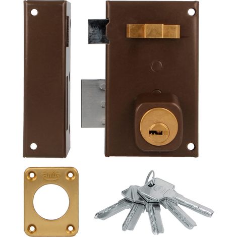 AMIG Serrure en applique et verrous 75 67 x 112 mm Acier Marron - Gauche (1/4)