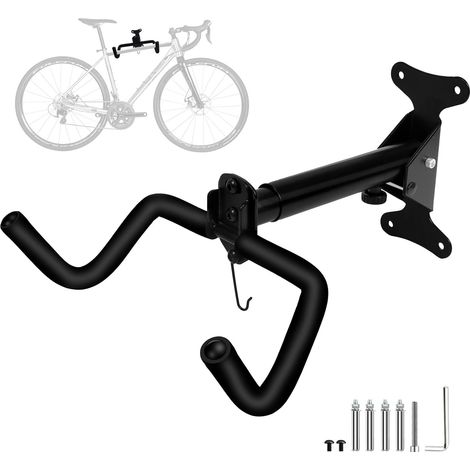 Support Vélo Mural Métal Solide 22kg, Rétractable antirouille garage intérieur noir (1/5)