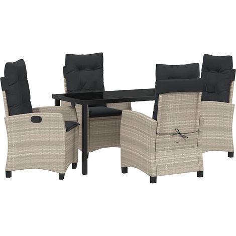 Garden Dining Set 5 pcs Light Grey Poly Rattan vidaXL (1/5)